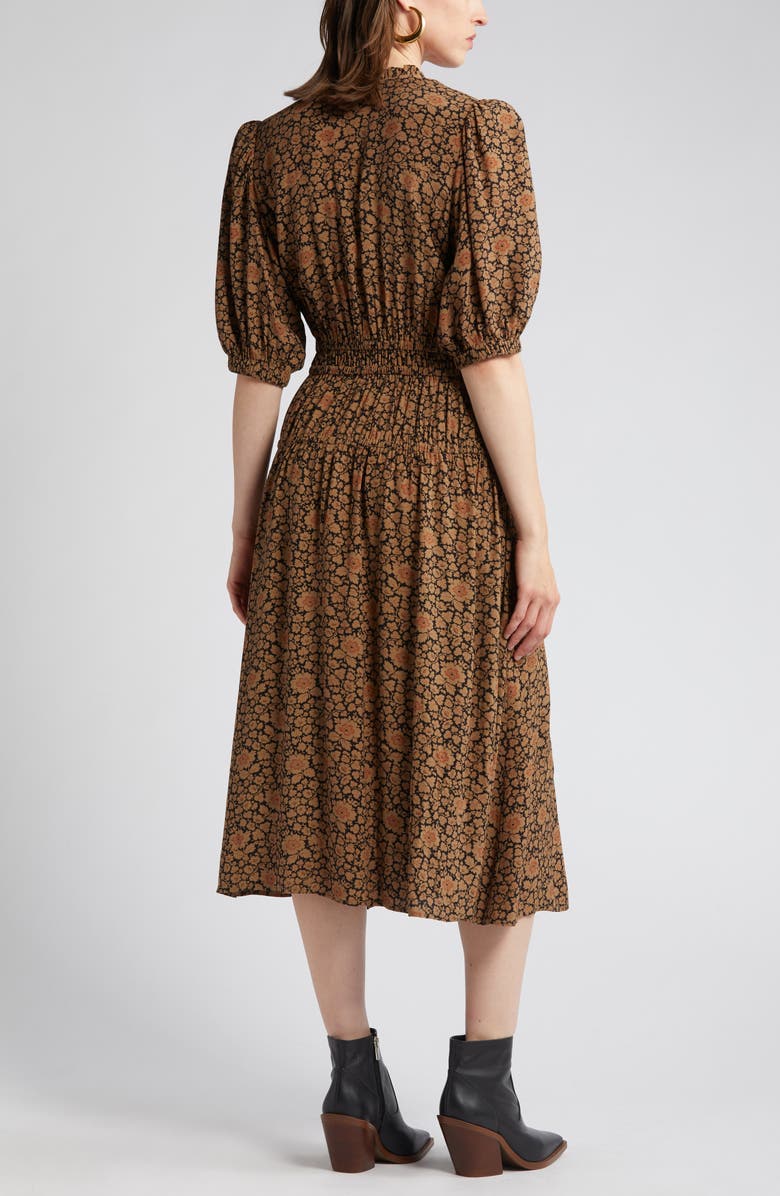 Treasure & Bond Split Neck Smock Waist Dress, Alternate, color, 