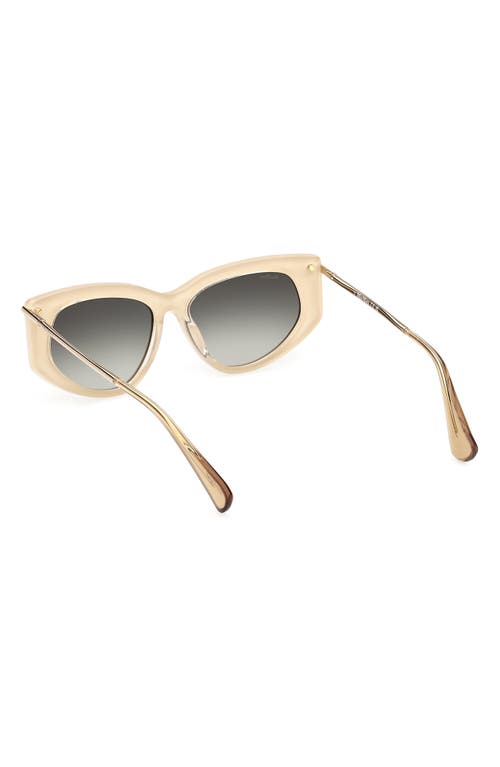 Max Mara Beth 54mm Polarized Geometric Sunglasses In White/gradient Green