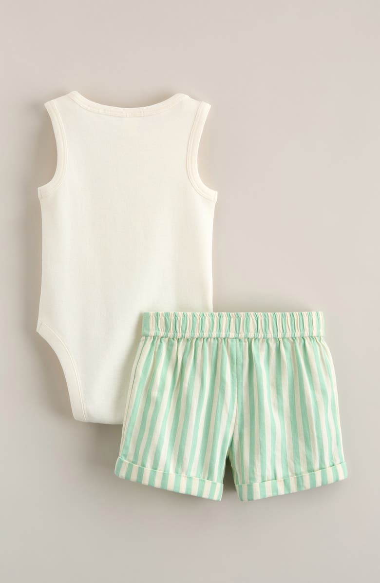 Nordstrom Tank Romper & Stripe Shorts Set, Alternate, color, Green Benny Stripe Ivory