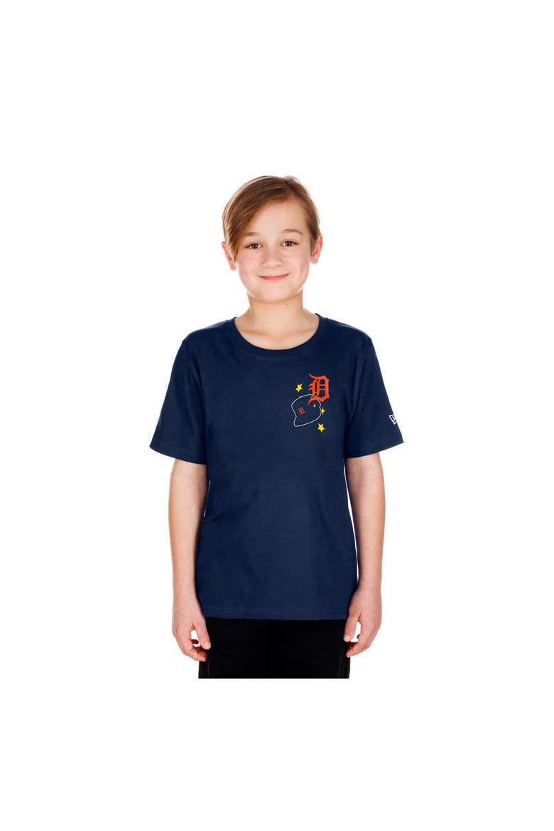 Youth New Era  Navy Detroit Tigers Stars & Cap T-Shirt, Alternate, color, Navy