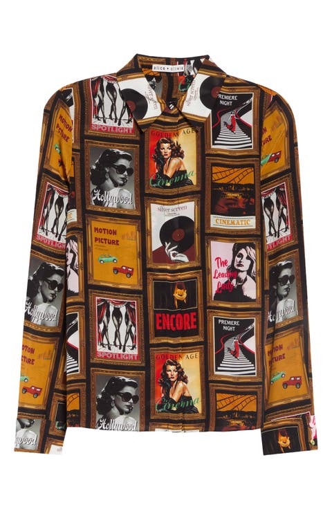 Mailynn Cinema Print Point Collar Blouse