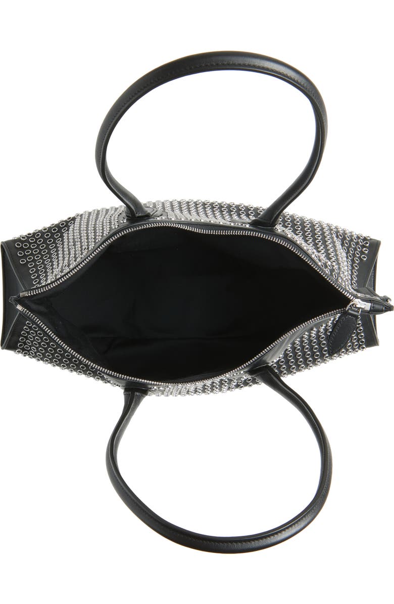 McQueen Medium Manta Grommet Leather Handbag, Alternate, color, Black/ Silver