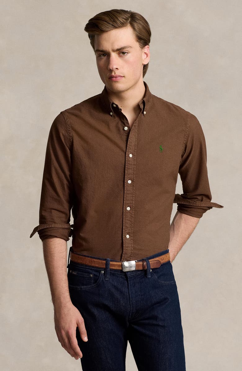 Polo Ralph Lauren Solid Cotton Oxford Button-Down Shirt, Alternate, color, 