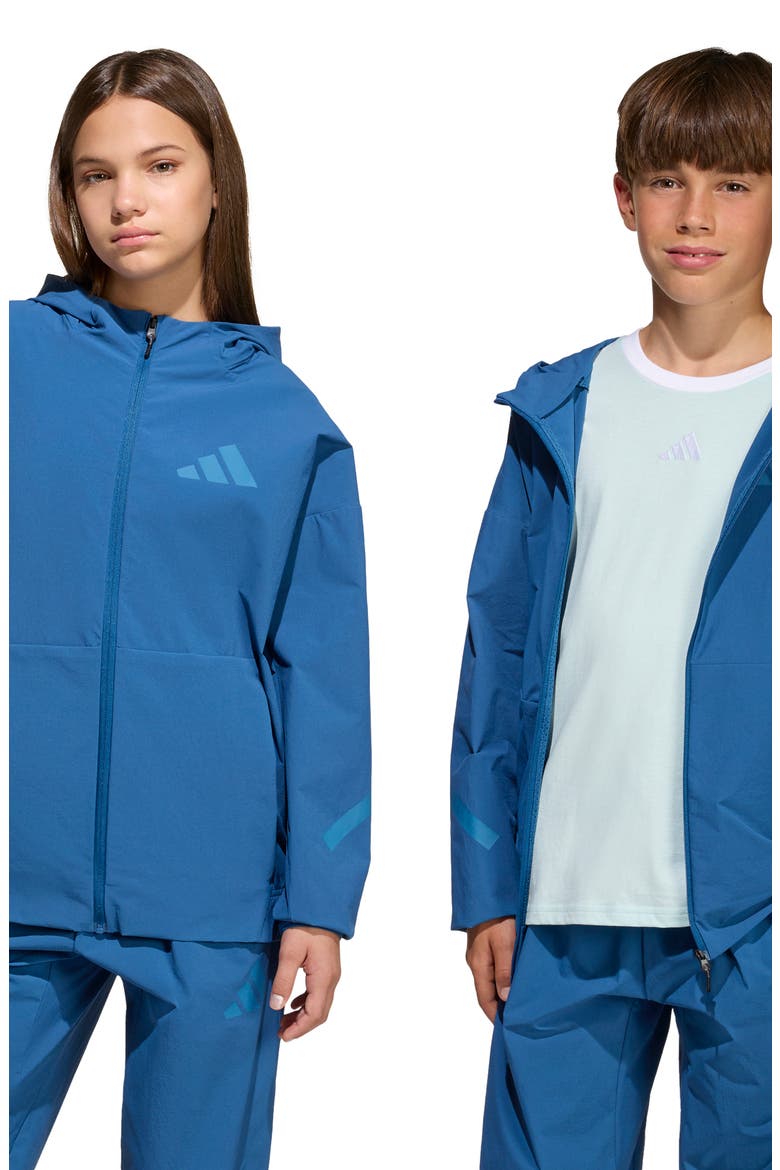 Kids' Z-N-E Woven Travel Hooded Jacket, Alternate, color, DUSKY PETROL/ DUSKY INK