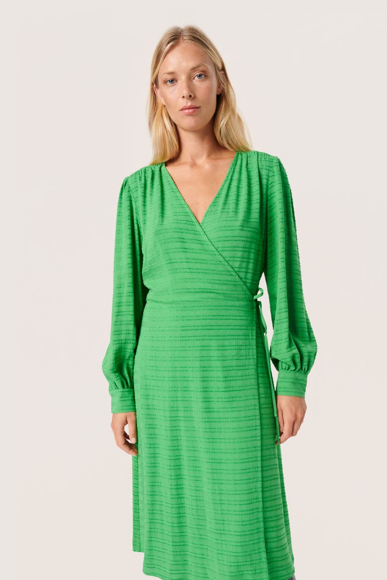 Catina Long Sleeve V-Neck Wrap Dress, Alternate, color, Medium Green