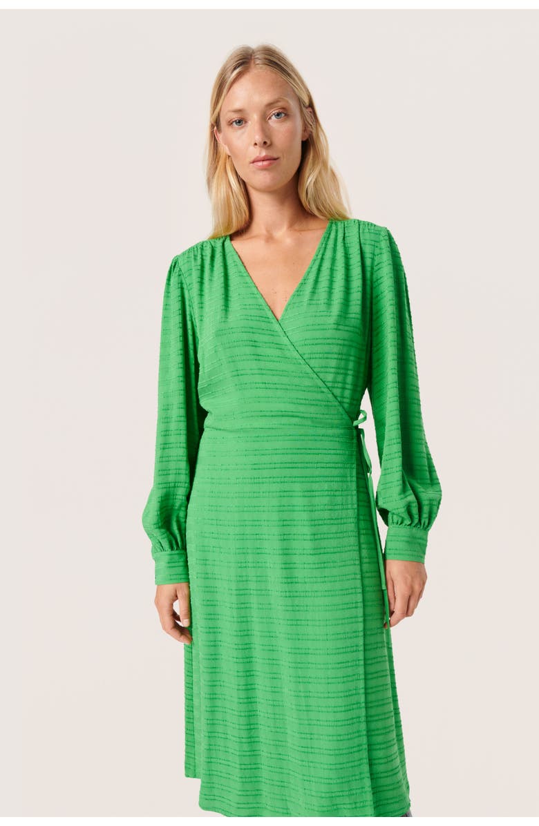 Soaked in Luxury Catina Long Sleeve V-Neck Wrap Dress, Alternate, color, Medium Green