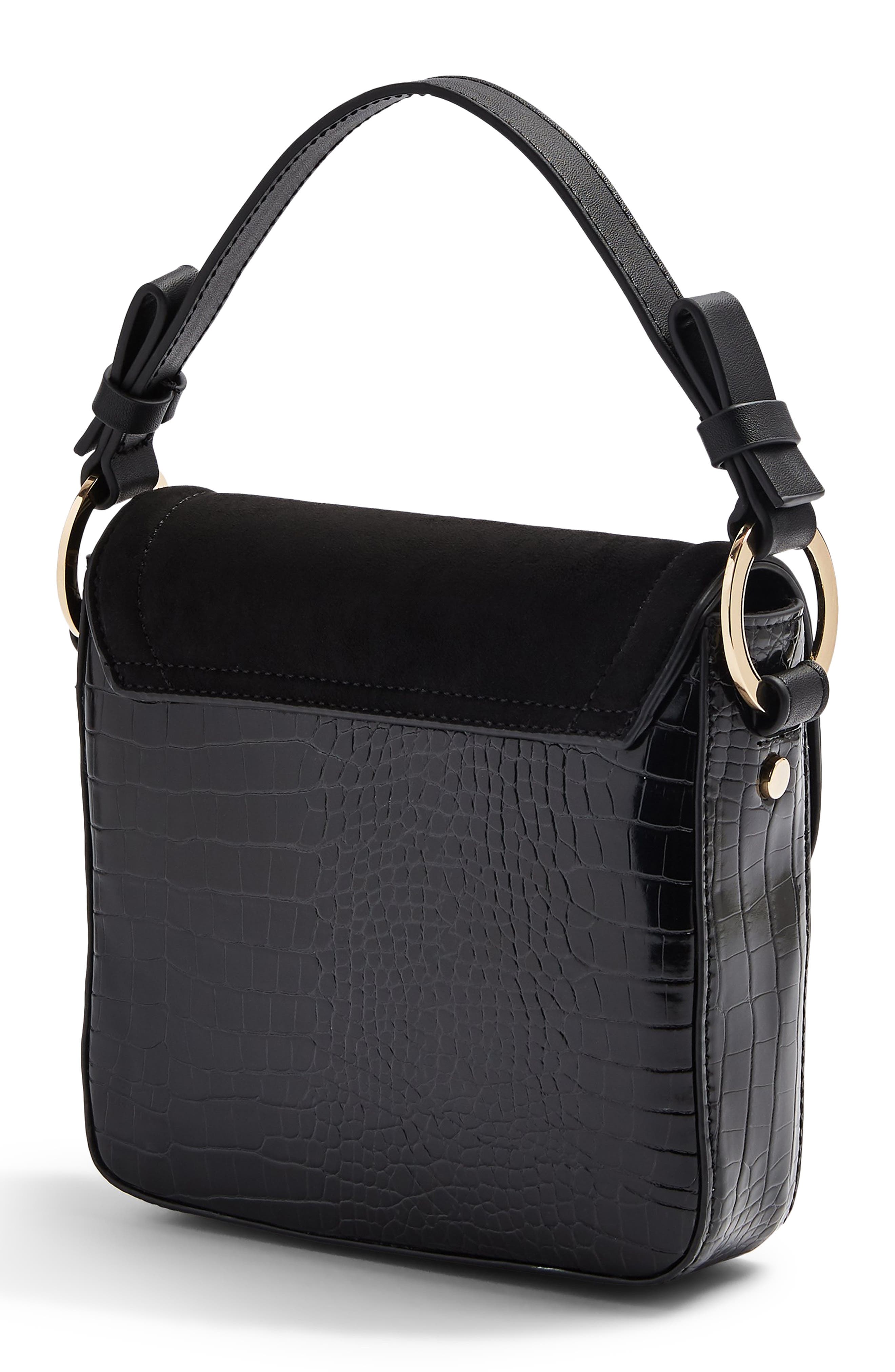 Topshop Carrie Croc Shoulder Bag, Alternate, color, 
