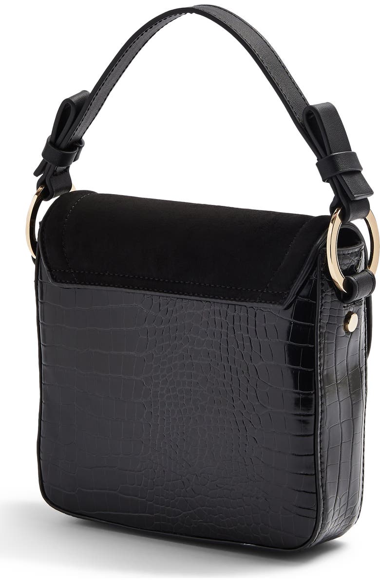Topshop Carrie Croc Shoulder Bag, Alternate, color,