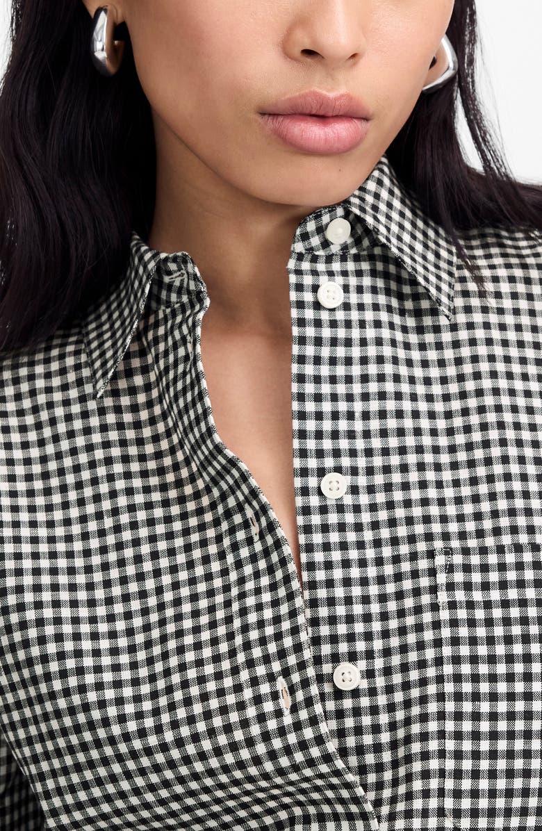 Madewell Relaxed Curved Hem Button-Up Shirt, Alternate, color, Black White Gingham