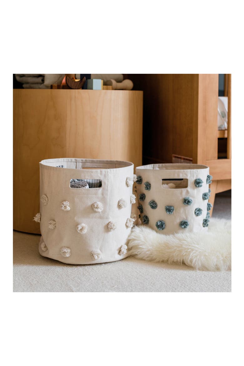 Pompom Canvas Bin, Alternate, color, NATURAL