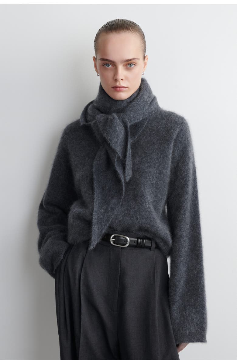 COS Brushed-cashmere Crew-neck Jumper, Main, color, Dark Gray