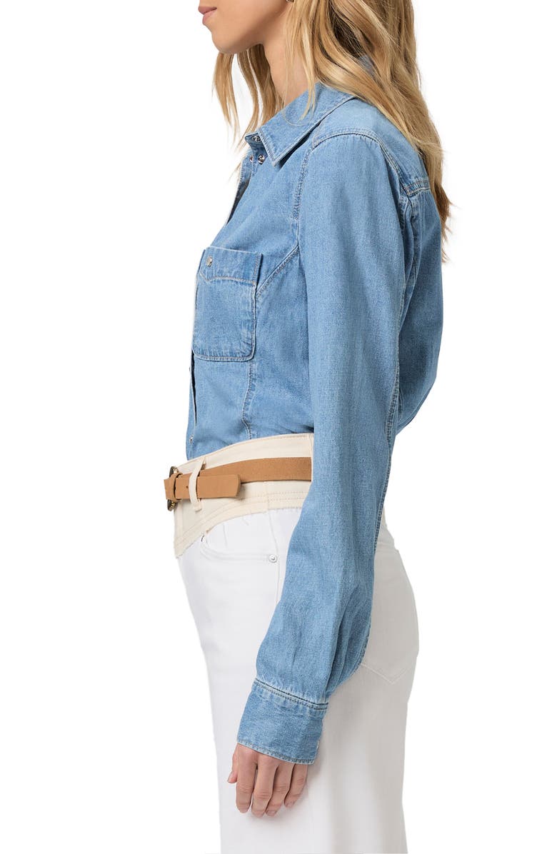 PAIGE Devika Cotton & Linen Blend Snap-Up Shirt, Alternate, color, Amyra