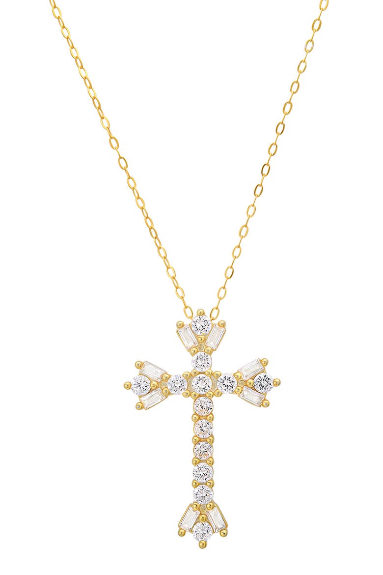 Cubic Zirconia Cross Pendant Necklace, Main, color, GOLD