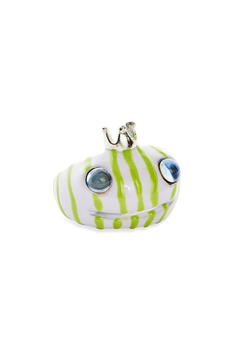 Frog Prince Recycled Pewter Ring, Main, color, LILAC GREEN STRIPE