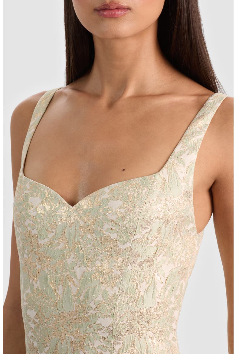 Eve Metallic Brocade Minidress, Alternate, color, OFF WHITE/ SAGE