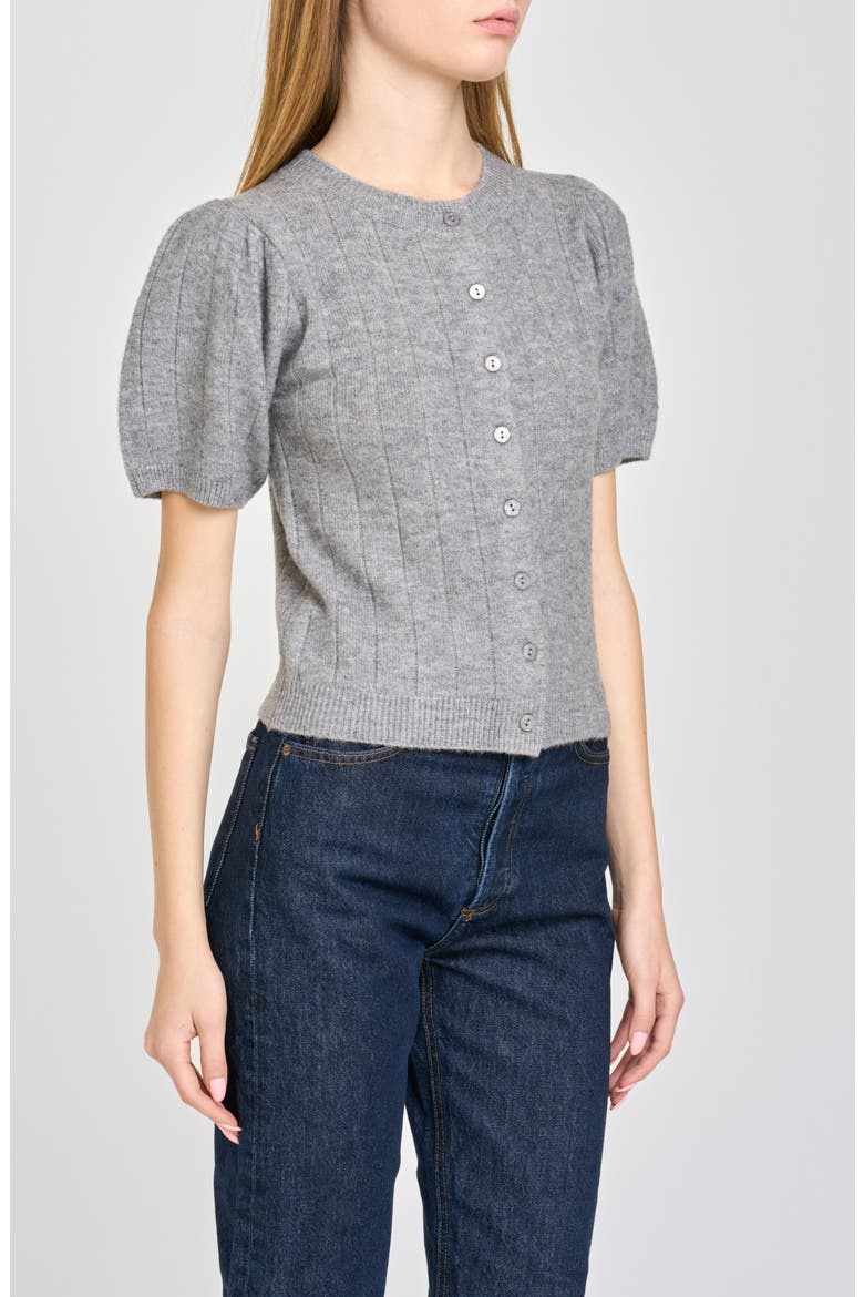 Bridget Puff Sleeve Cardigan, Alternate, color, HEATHER GREY