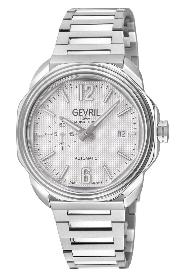 Roosevelt Automatic Bracelet Watch, 42mm, Main, color, SILVER