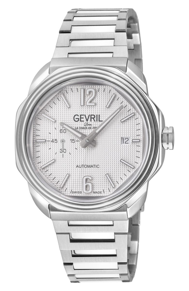 GEVRIL Roosevelt Automatic Bracelet Watch, 42mm, Main, color, Silver