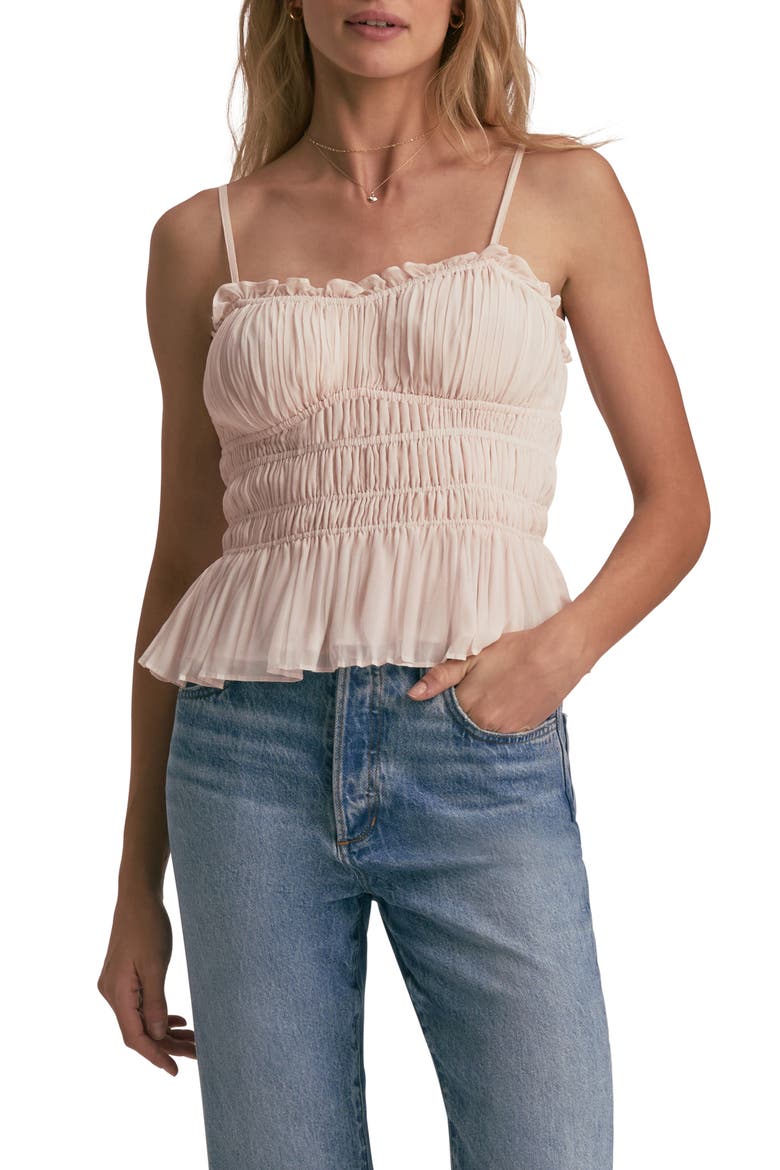 The Best Dressed Guest Shirred Camisole, Main, color, ROSEWATER