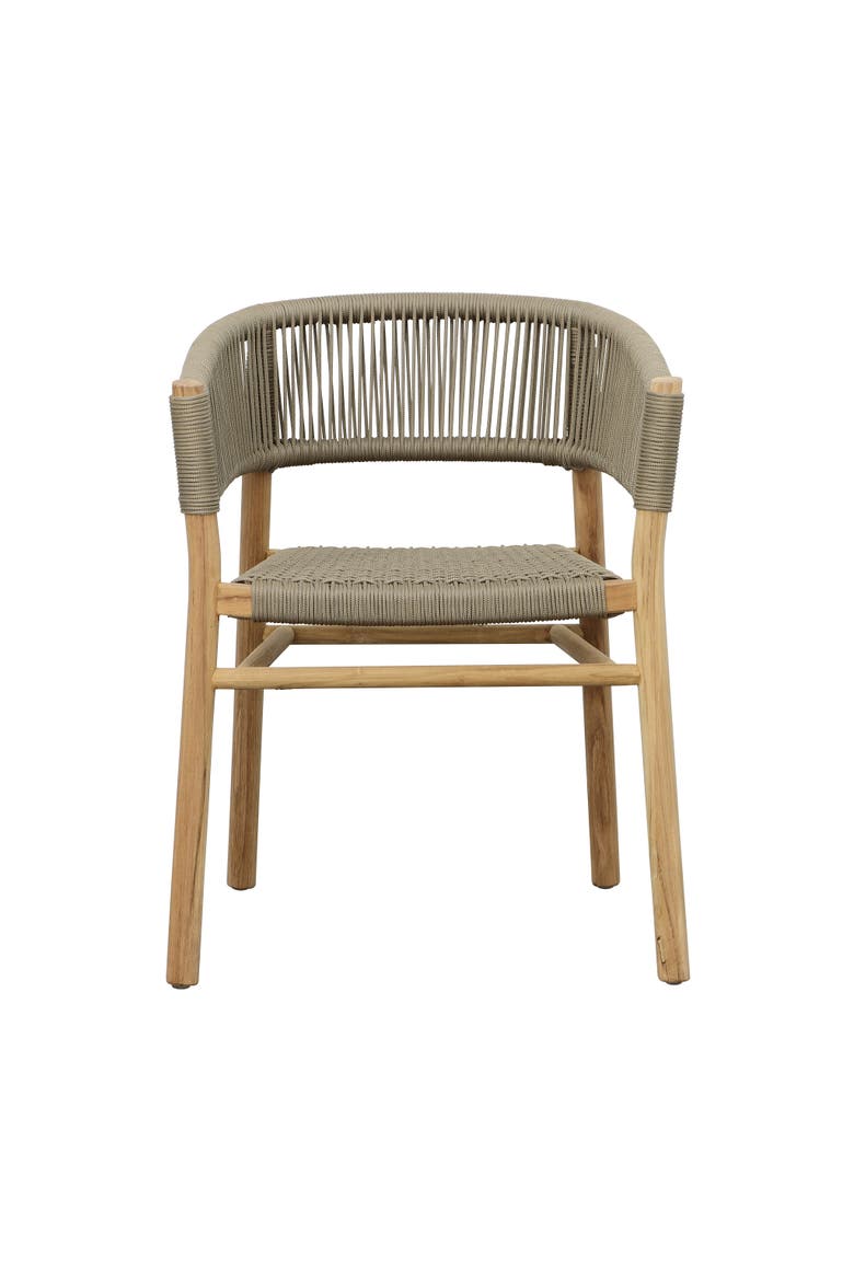 Brielle Teak Wood & Rope Outdoor Dining Chair, Alternate, color, Taupe