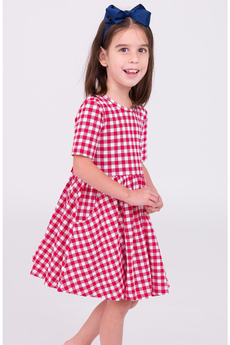 Gingham Cotton Dress, Alternate, color, RED GINGHAM