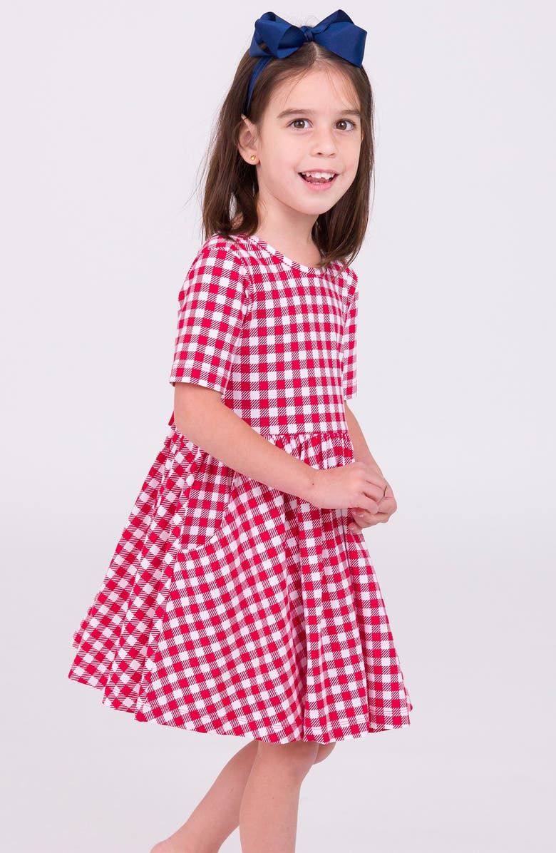 RuffleButts Gingham Cotton Dress, Alternate, color, 