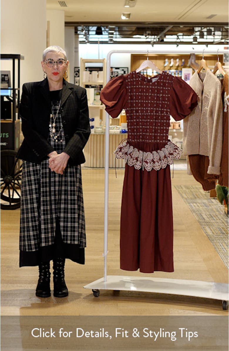 Audrey Smocked Puff Sleeve Organic Cotton Midi Dress, sales video thumbnail