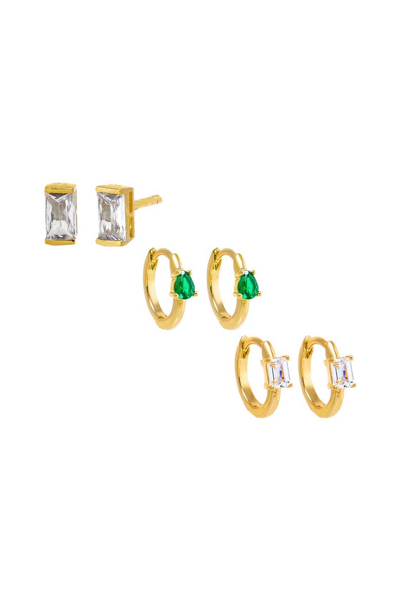 A Touch Of Color Baguette Earring Combo Set, Main, color, Gold
