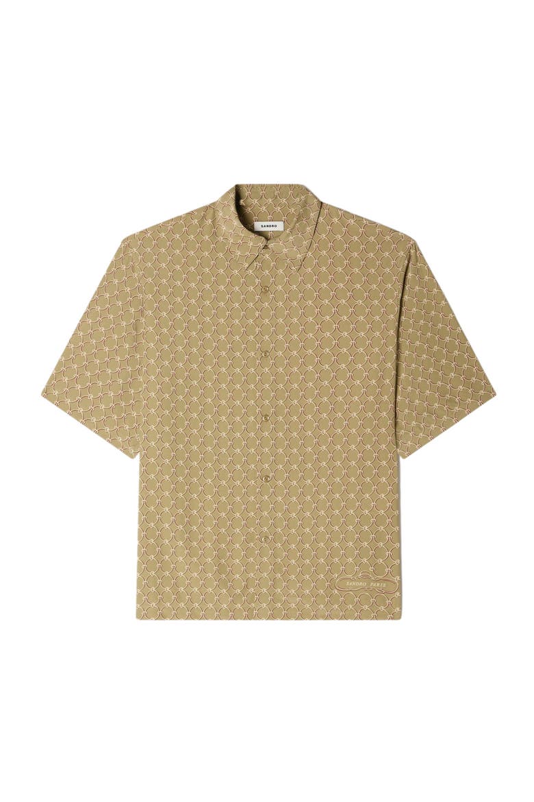 Link print loose-fit shirt, Main, color, Brown