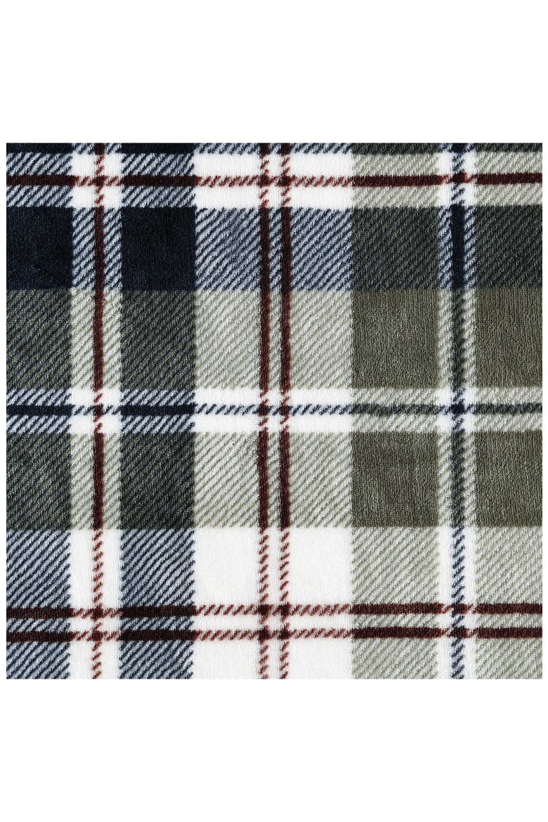 Trailhead Plaid Faux Shearling Throw Blanket, Alternate, color, DARK GREEN