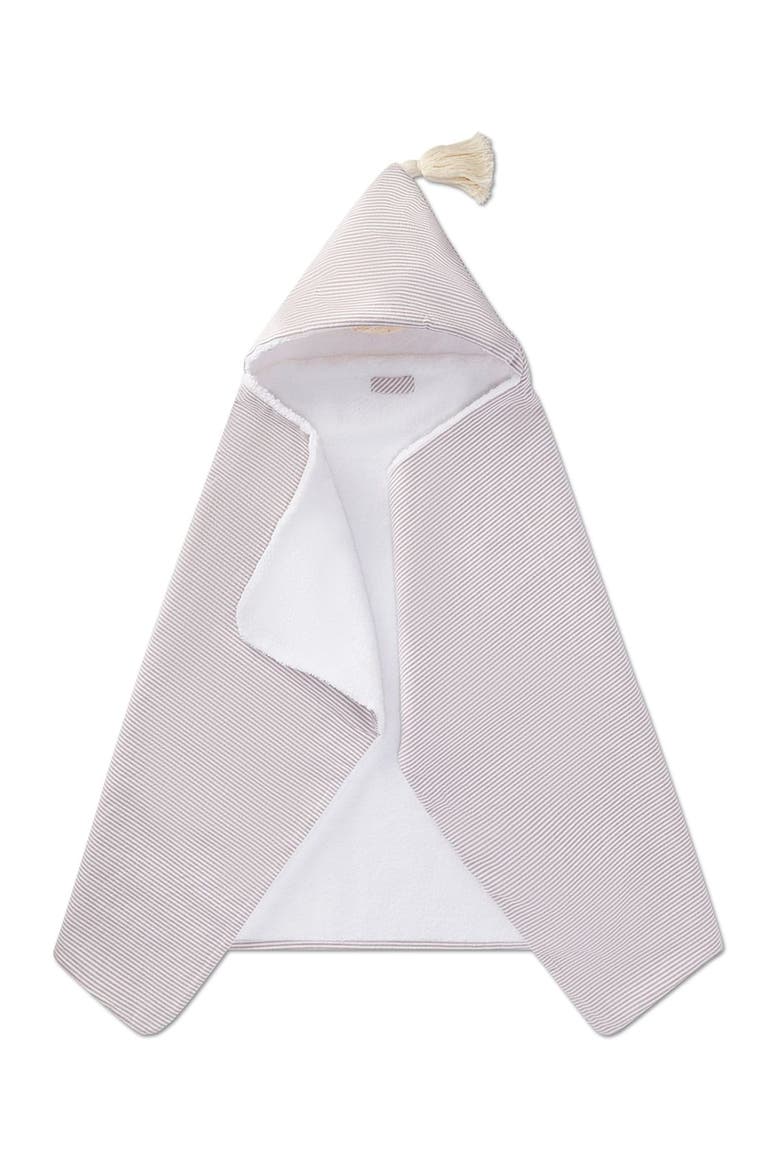 Baby Mini-Striped Cotton-Lined Hooded Towel, Main, color, White