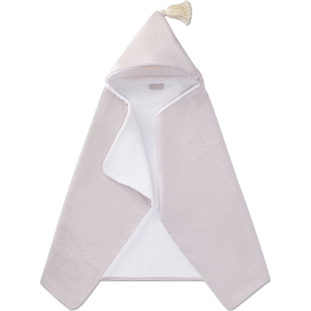 Minimoi Baby Mini-striped Cotton-lined Hooded Towel In White