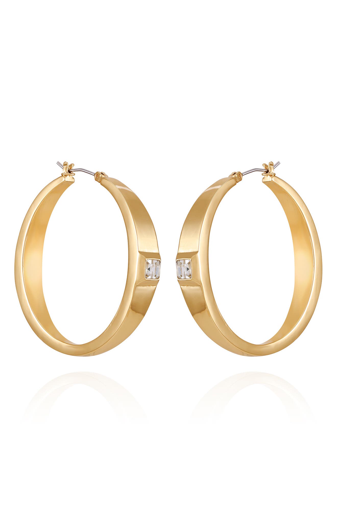 Vince Camuto Bezel Set Crystal Hoop Earrings