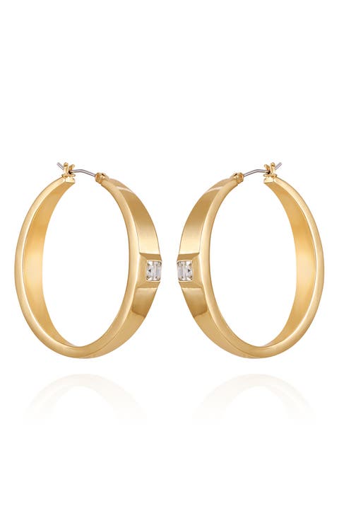 Bezel Set Crystal Hoop Earrings