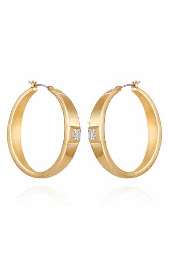Vince Camuto Bezel Set Crystal Hoop Earrings