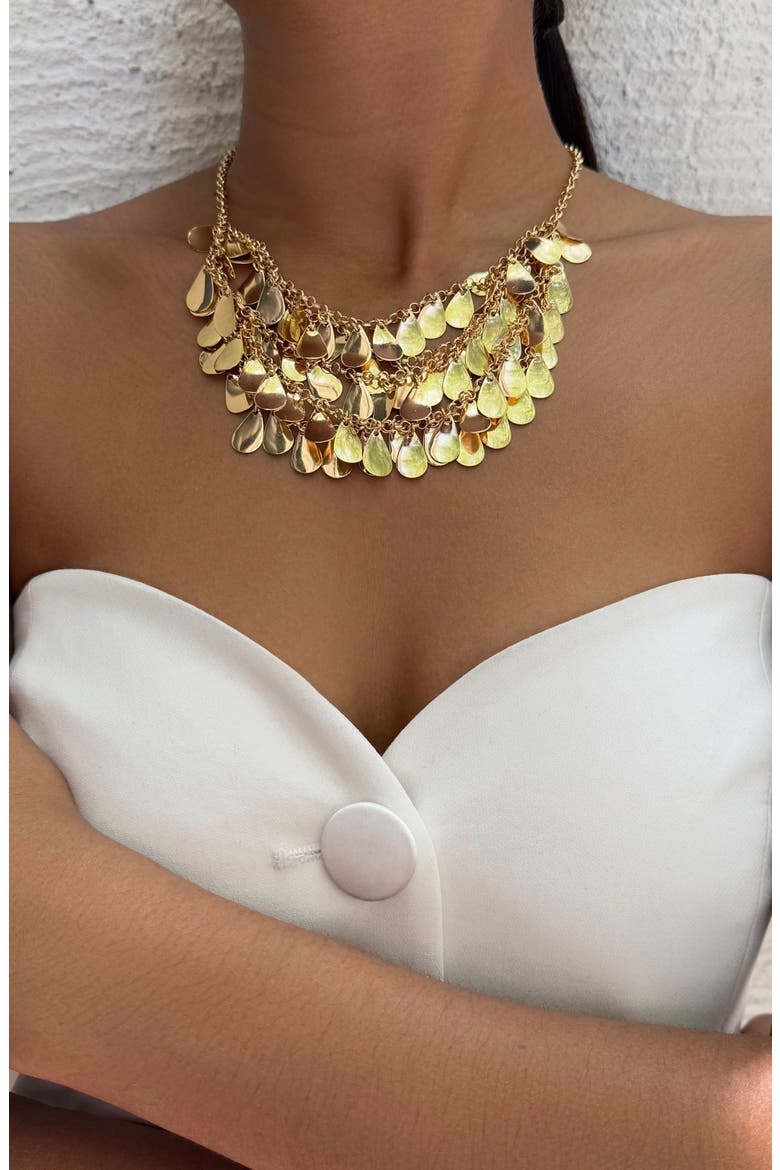 Droplet Bib Necklace, Alternate, color, GOLD