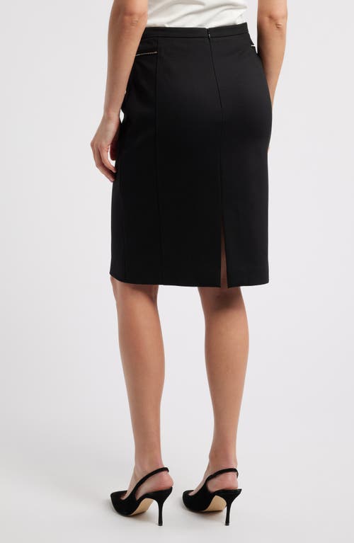 Hugo Boss Pencil Skirt With Zipped Pockets In Stretch Material In Black