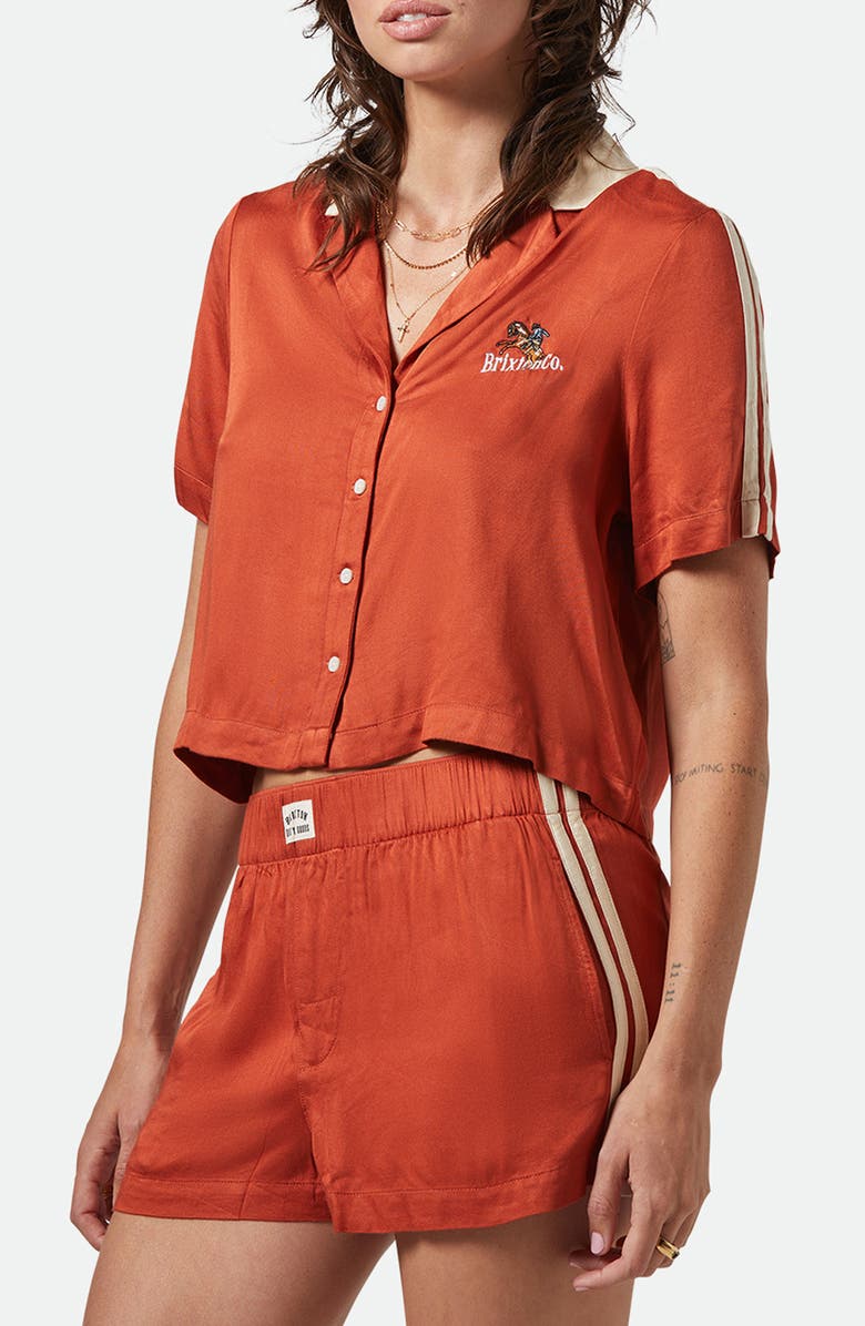 Brixton Crop Satin Bowling Shirt, Main, color,