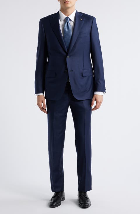 Honeyway Classic Fit Super 150s Navy Wool Suit (Regular & Big)