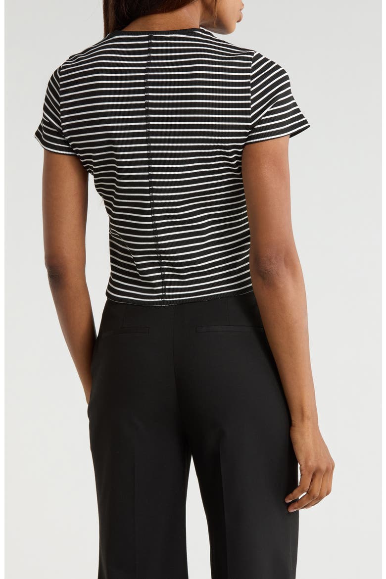 Cindy Embroidered Crop T-Shirt, Alternate, color, BLACK/ OFF WHITE STRIPE