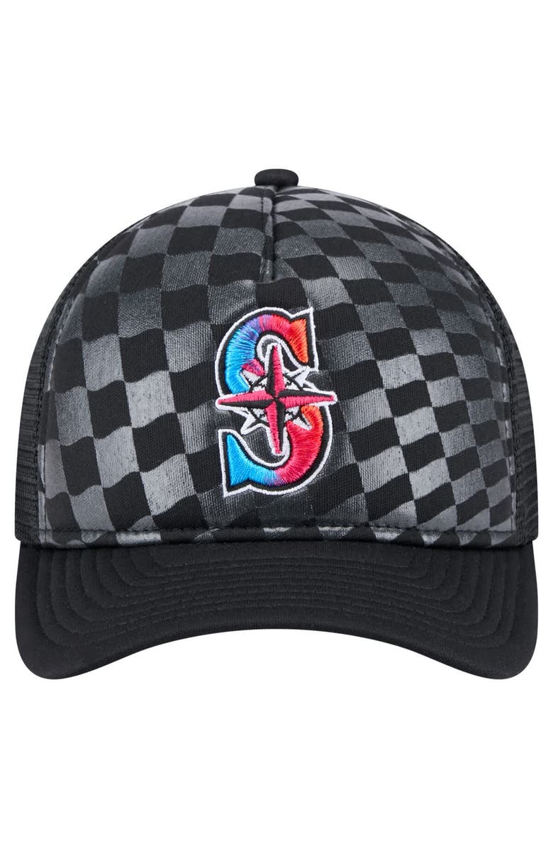 New Era Men's New Era Black Seattle Mariners Gradient 9FORTY A-Frame M-Crown Trucker Adjustable Hat, Alternate, color, Black