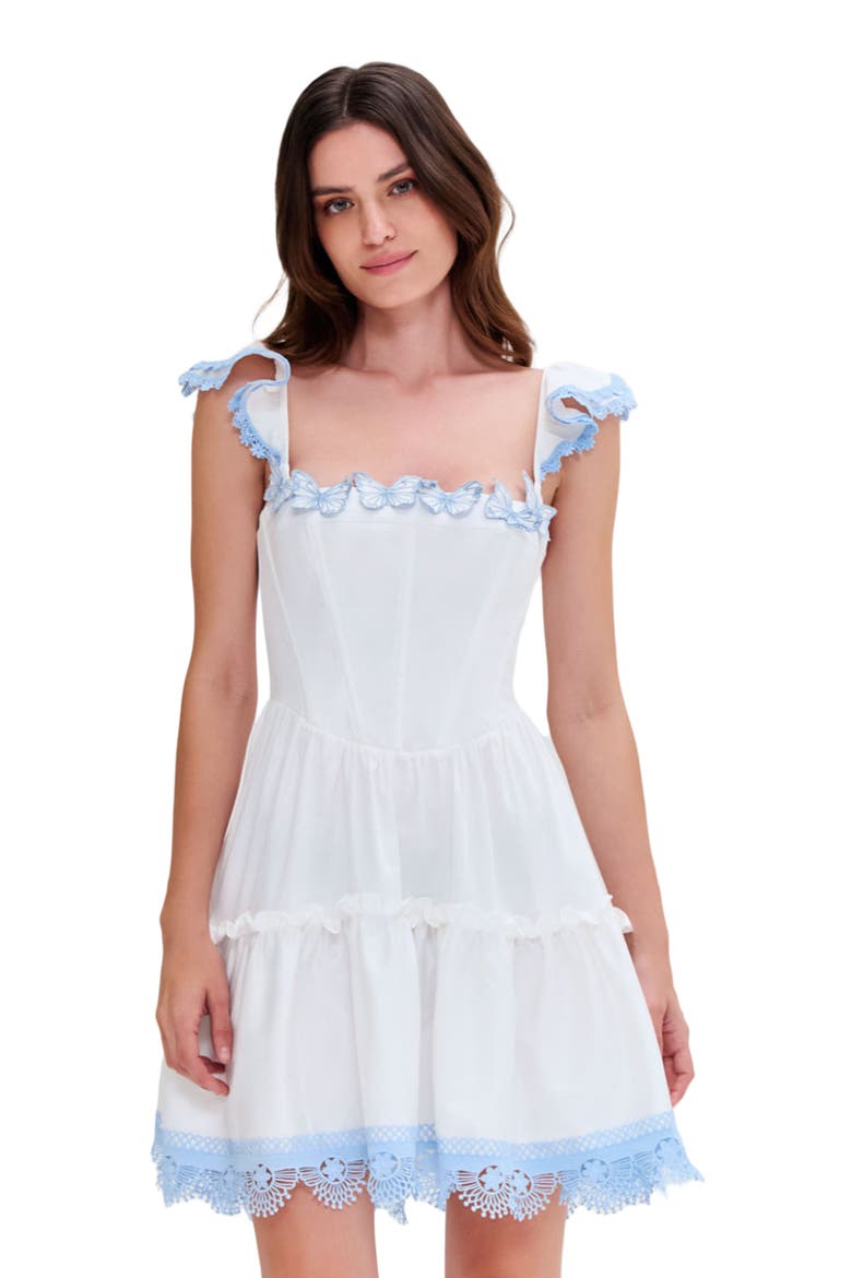 Flutter Poplin Mini Dress, Alternate, color, OFF WHITE