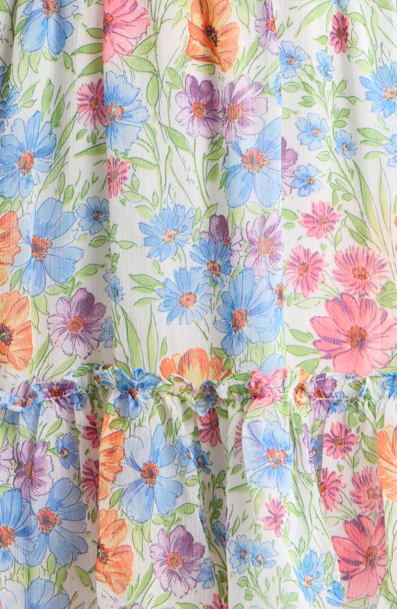SUGARLIPS Ezia Garden Floral Print Ruffle Minidress, Alternate, color, Blue-Pink