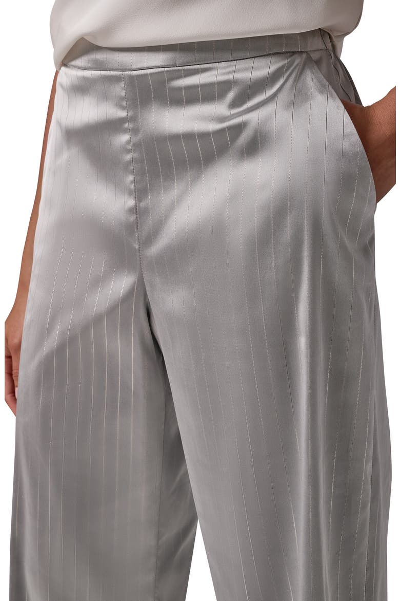 Metallic Pinstripe Pull On Wide Leg Pants, Alternate, color, GREY/ SILVER