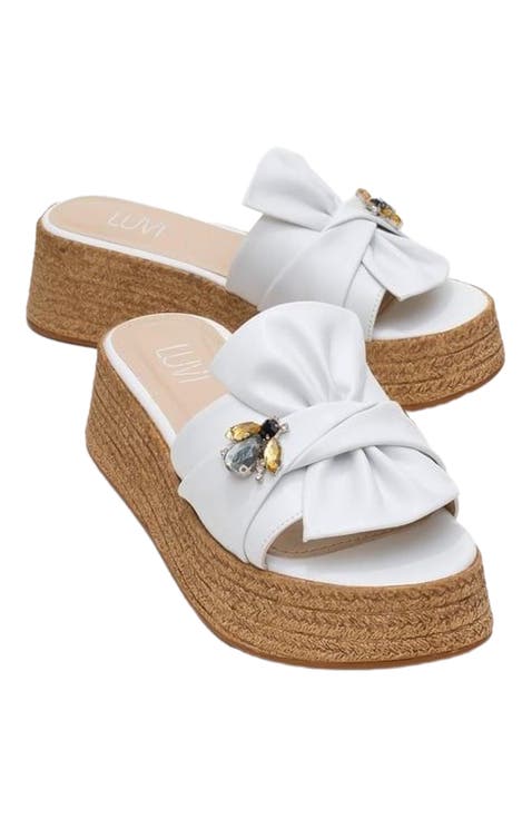 Shara Braided Bow & Bee Buckle Platform Sandal