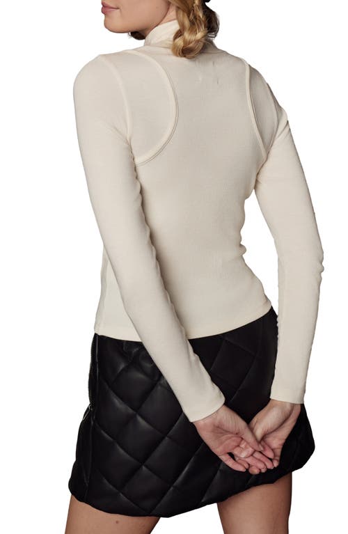 Alp N Rock Laila Rib Seam Detail Mock Neck Sweater In Neutral