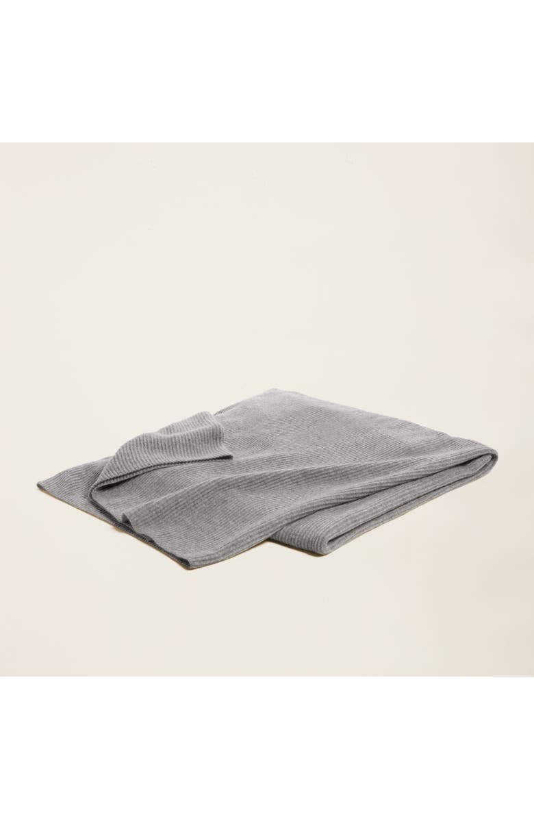 Italic Ribbed Cashmere Throw Blanket, Alternate, color, Heather Gray