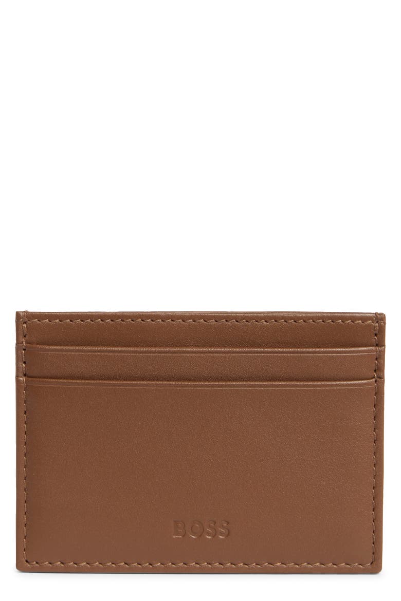 Randy Leather Card Case Randy Leather Card Case, Main, color, MEDIUM BROWN