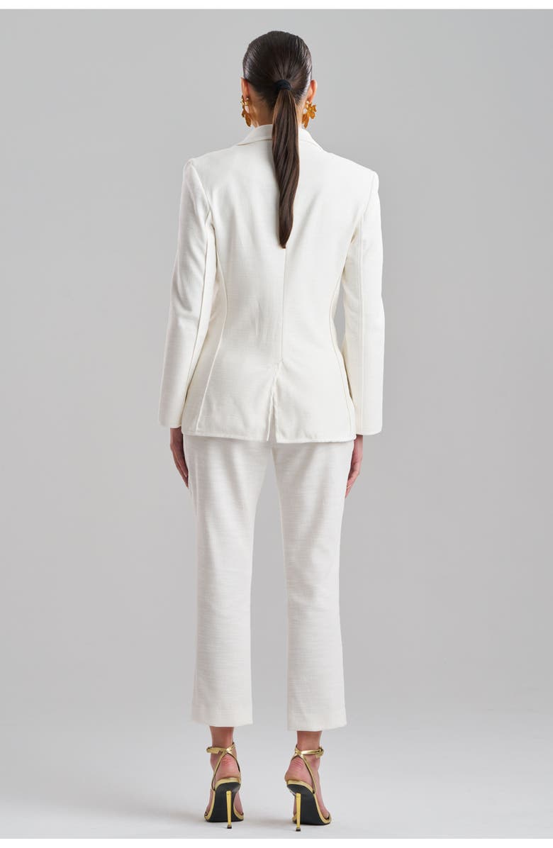 Natori Seamed Basketweave Slit Cuff Jacket, Alternate, color, White
