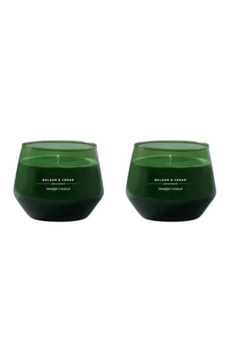 Balsam & Cedar Studio Candle with Essential Oils, Set of 2, Main, color, Green